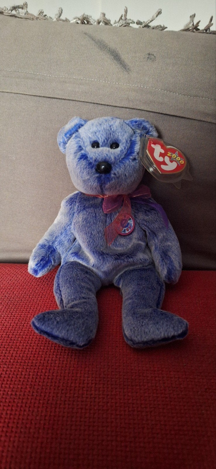 Ty Beanie Baby Periwinkle met tag beschermer, Beer, Blauw, Nieuw, Ophalen of Verzenden