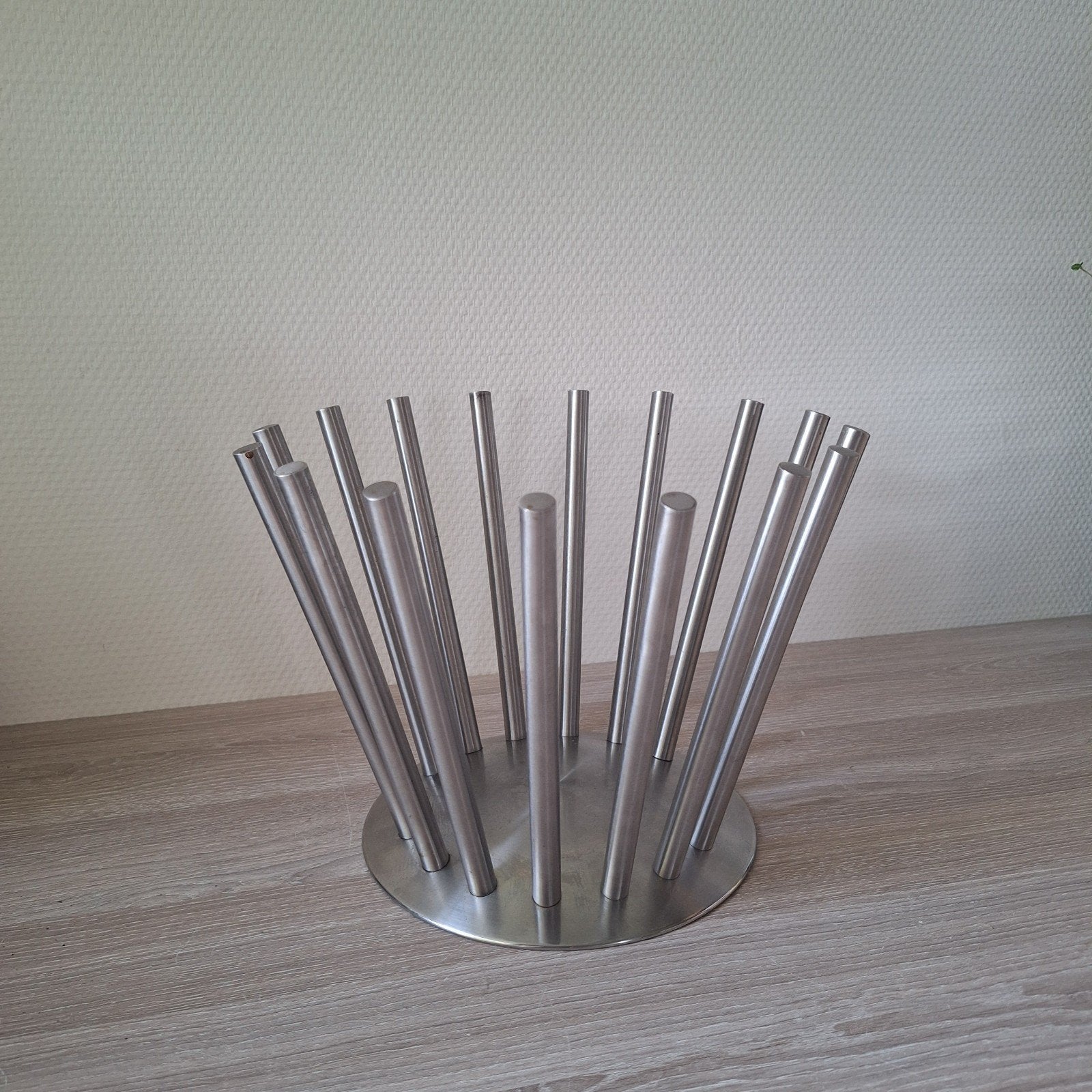 Vintage rvs roestvrij staal stainless steel fruitmand schaal, Mand, Rond, Ophalen of Verzenden, Zo goed als nieuw