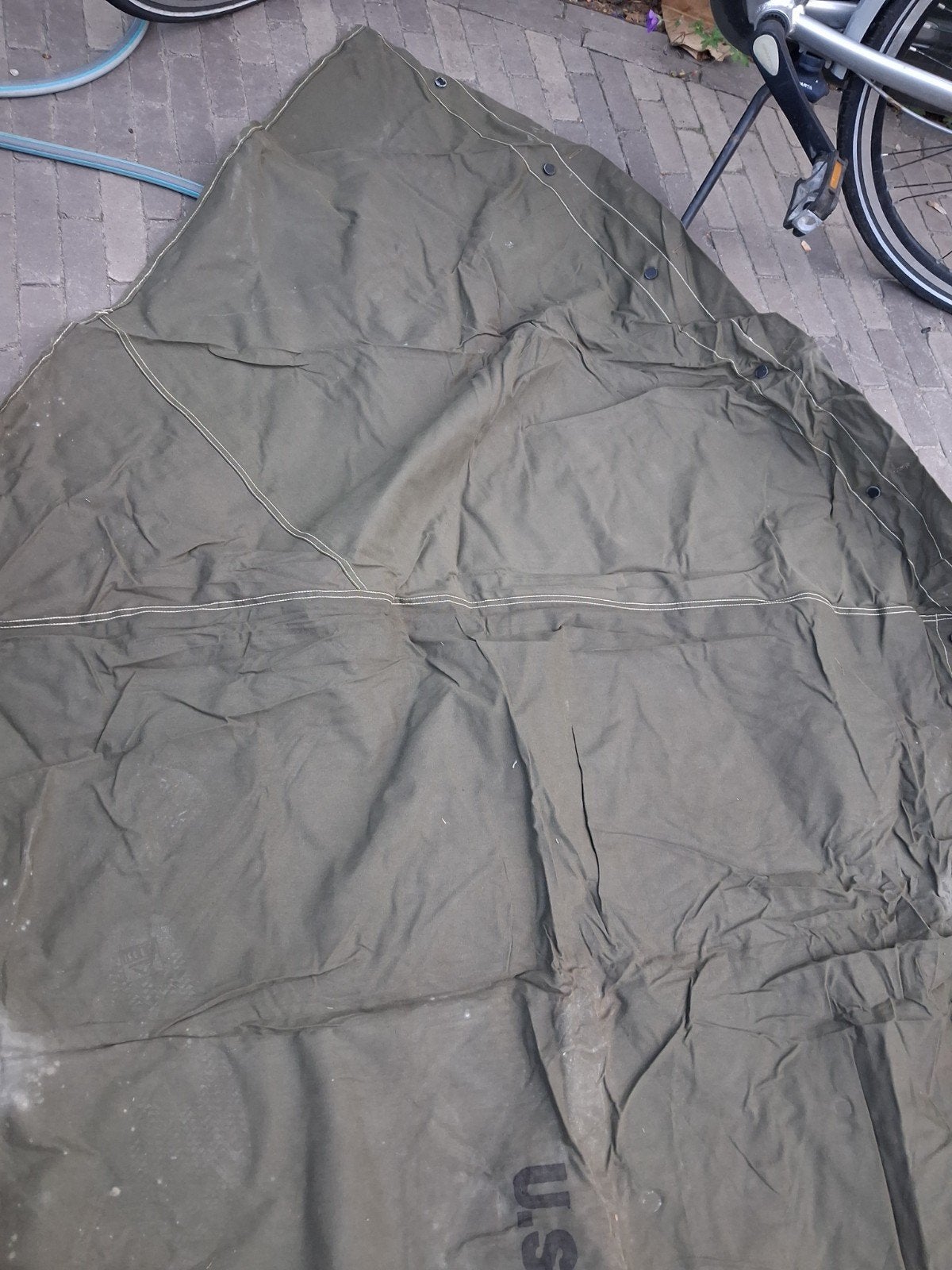 US WW2 Pup tent 1945 complete set haringen tent stokken., Amerika, ., Ophalen of Verzenden, .