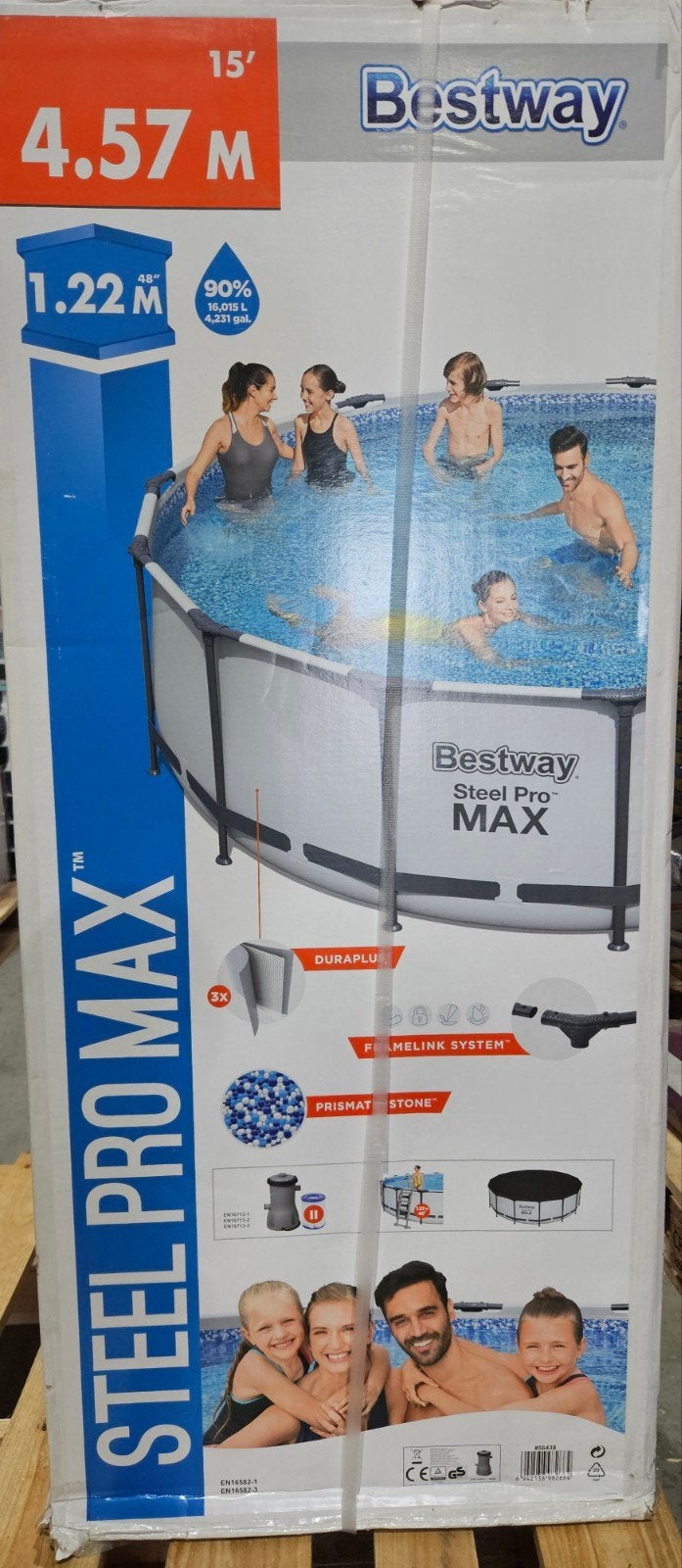 Bestway Steel Pro Max Opzetzwembad 4.57m x 1.22m, Rond, Ophalen, 120 cm of meer, 300 cm of meer