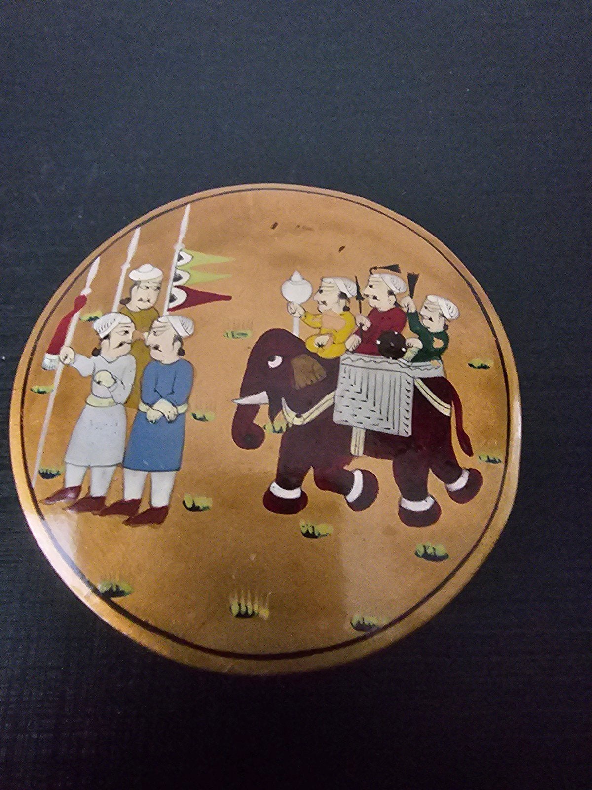 Vintage Indiase handgeschilderde doos met olifant, Ophalen of Verzenden