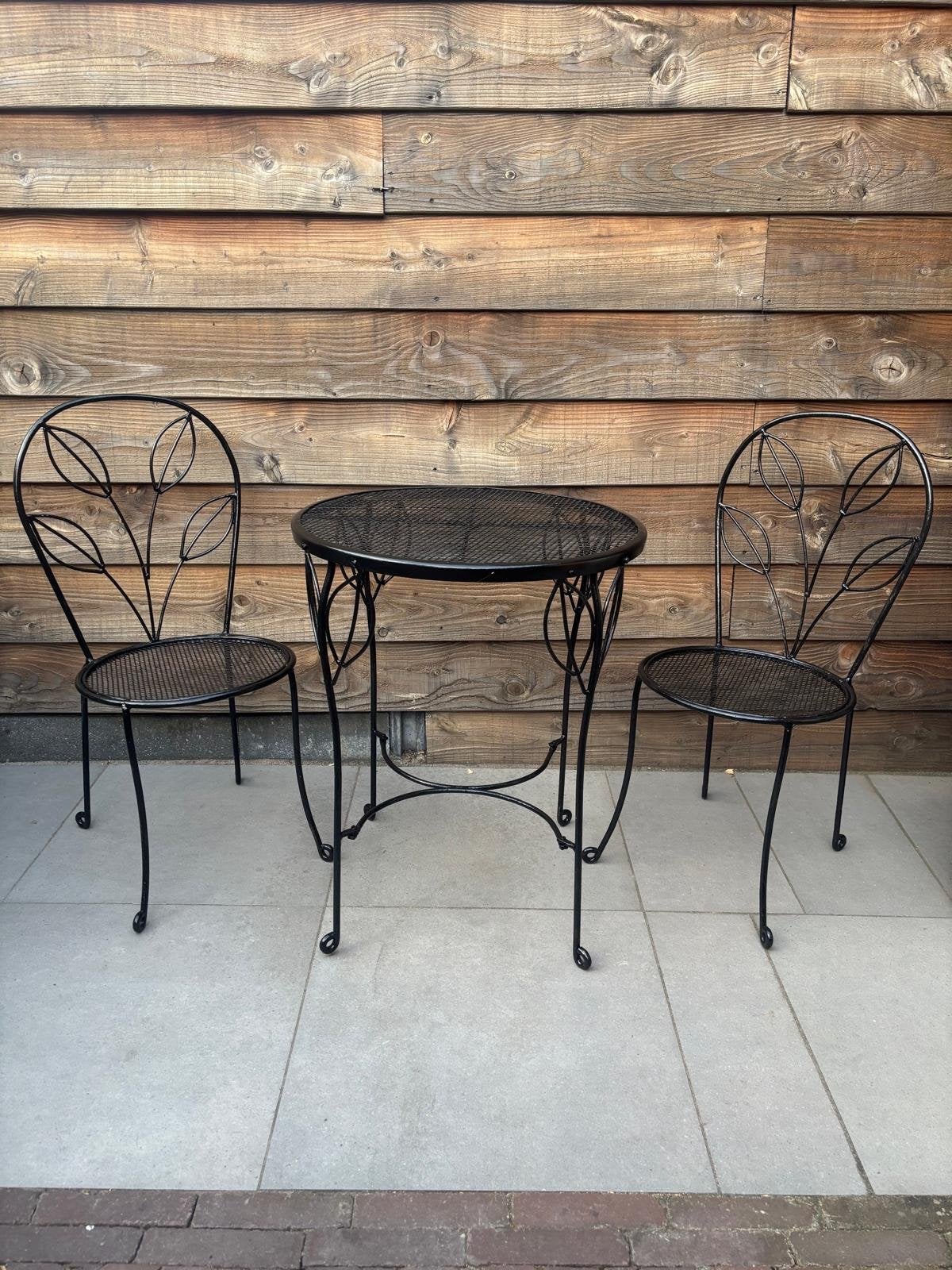 Vintage brocante ijzeren tuinsetje gietijzer zwart, Overige materialen, Gebruikt, Eettafel, Tuinset