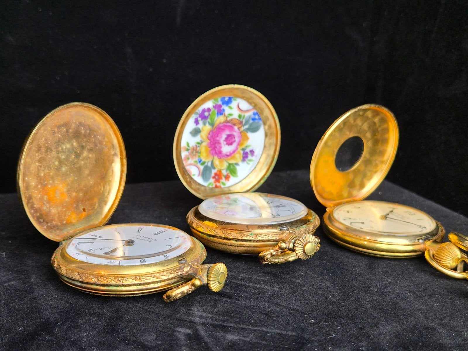 3 Vintage Zakhorloges -  Moeris Grands Prix - Werkend, Ophalen of Verzenden, Goud, Overige typen