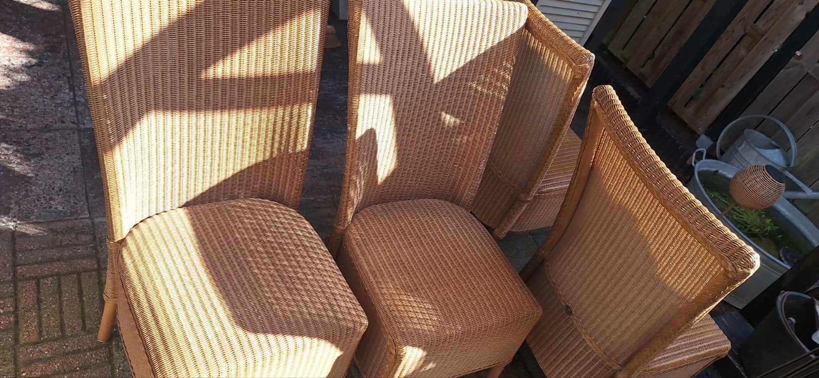 Set van 4 rotan stoelen, Ophalen, Gebruikt, Bruin, Riet of Rotan
