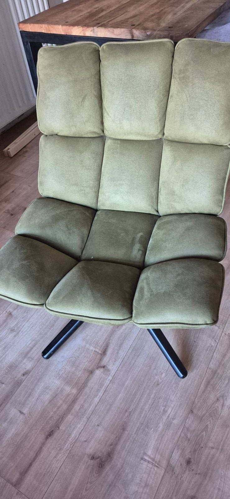 Groene Industriële Draai Fauteuil - Bommel Meubels, Huis en Inrichting, Ophalen, Gebruikt, Metaal, Industrieel