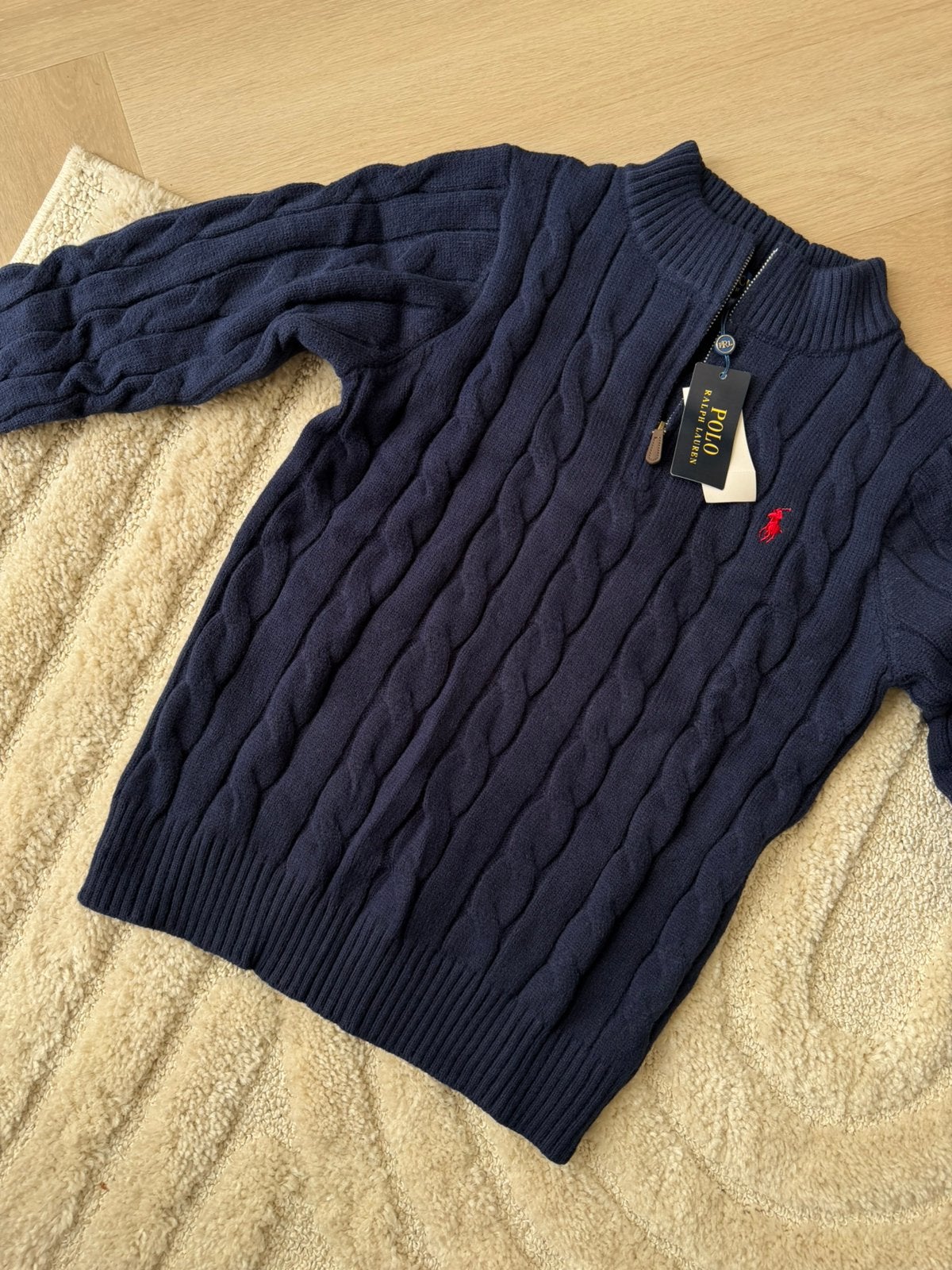 Polo Ralph Lauren kabeltrui - sweater, Ophalen of Verzenden, Nieuw, Maat 48/50 (M), Blauw
