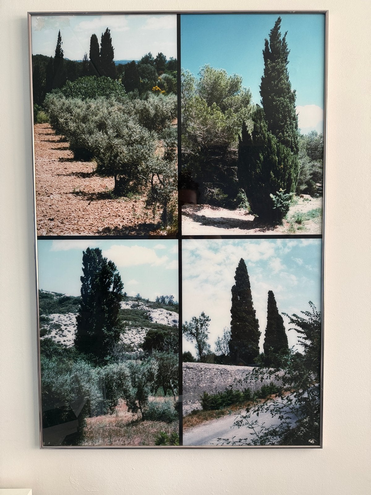 Paul Huf fotocollage - Landschap met cipressen en olijfbomen, Ophalen