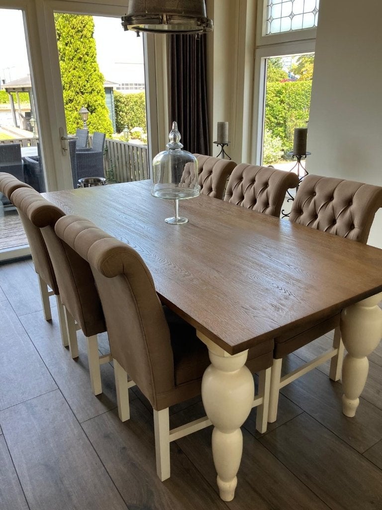 Eettafel + stoelen, Ophalen, Gebruikt, 100 tot 150 cm, Vijf personen of meer