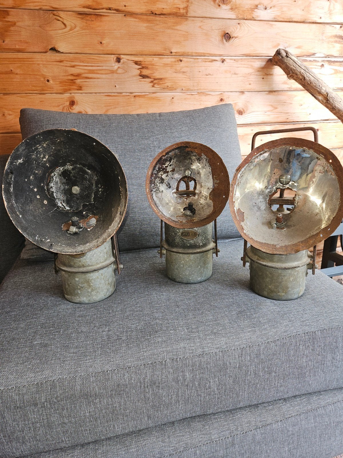 3 antieke Carbidlampen 'Arras' uit Frankrijk, Antiek en Kunst, Antiek | Lampen, Ophalen of Verzenden