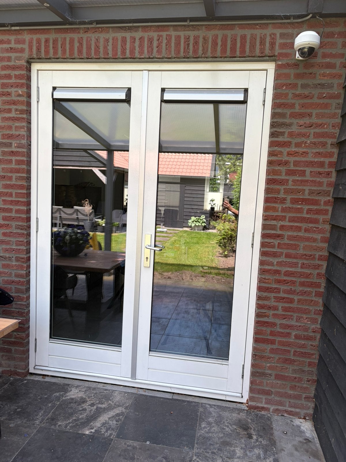 Houten openslaande tuindeuren met kozijn – 244 x 177 cm, Doe-het-zelf en Verbouw, Kozijnen en Schuifpuien, Ophalen, Deurkozijn