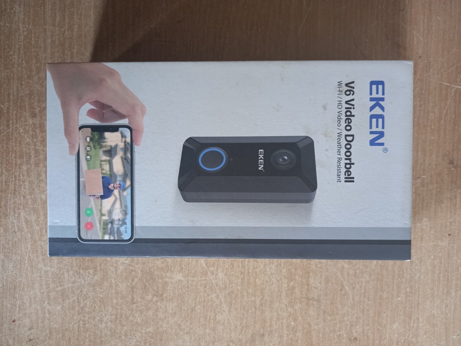 EKEN V6 Video Deurbel - HD, Wi-Fi, Weerbestendig, Ophalen, Bewegingsdetectiesensor, Nieuw, Draadloos