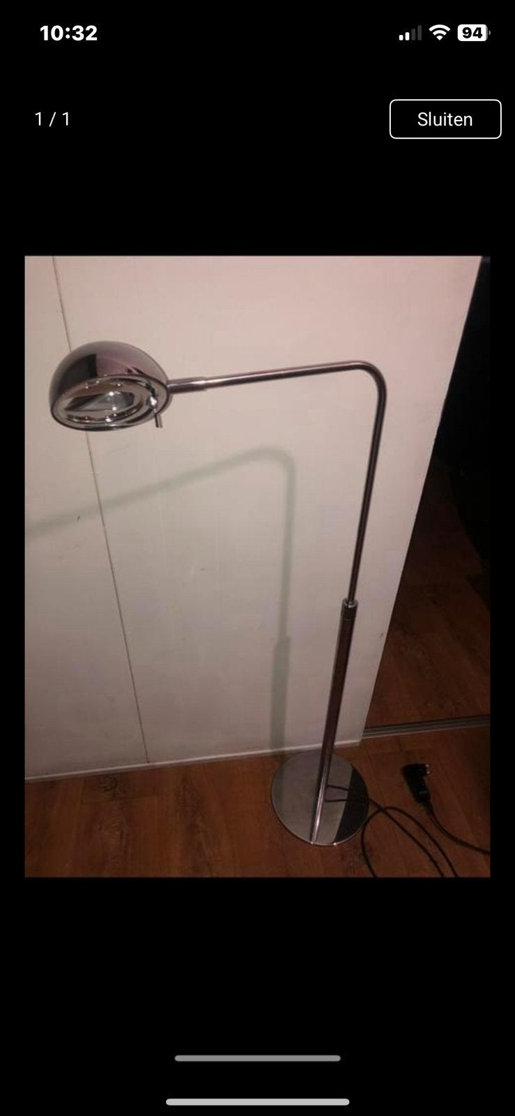 Vintage verstelbare vloerlamp, Ophalen, Zo goed als nieuw, 150 tot 200 cm