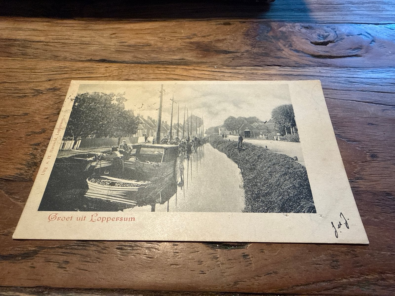 Oude ansichtkaart 'Groet uit Loppersum' (Gelopen), Ophalen of Verzenden, Voor 1920, Gelopen, Groningen