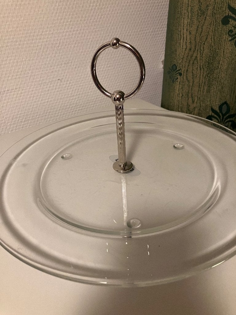 Etagère van glas met houder/bord/glas, Overige merken, Ophalen of Verzenden, Bord(en), Overige stijlen
