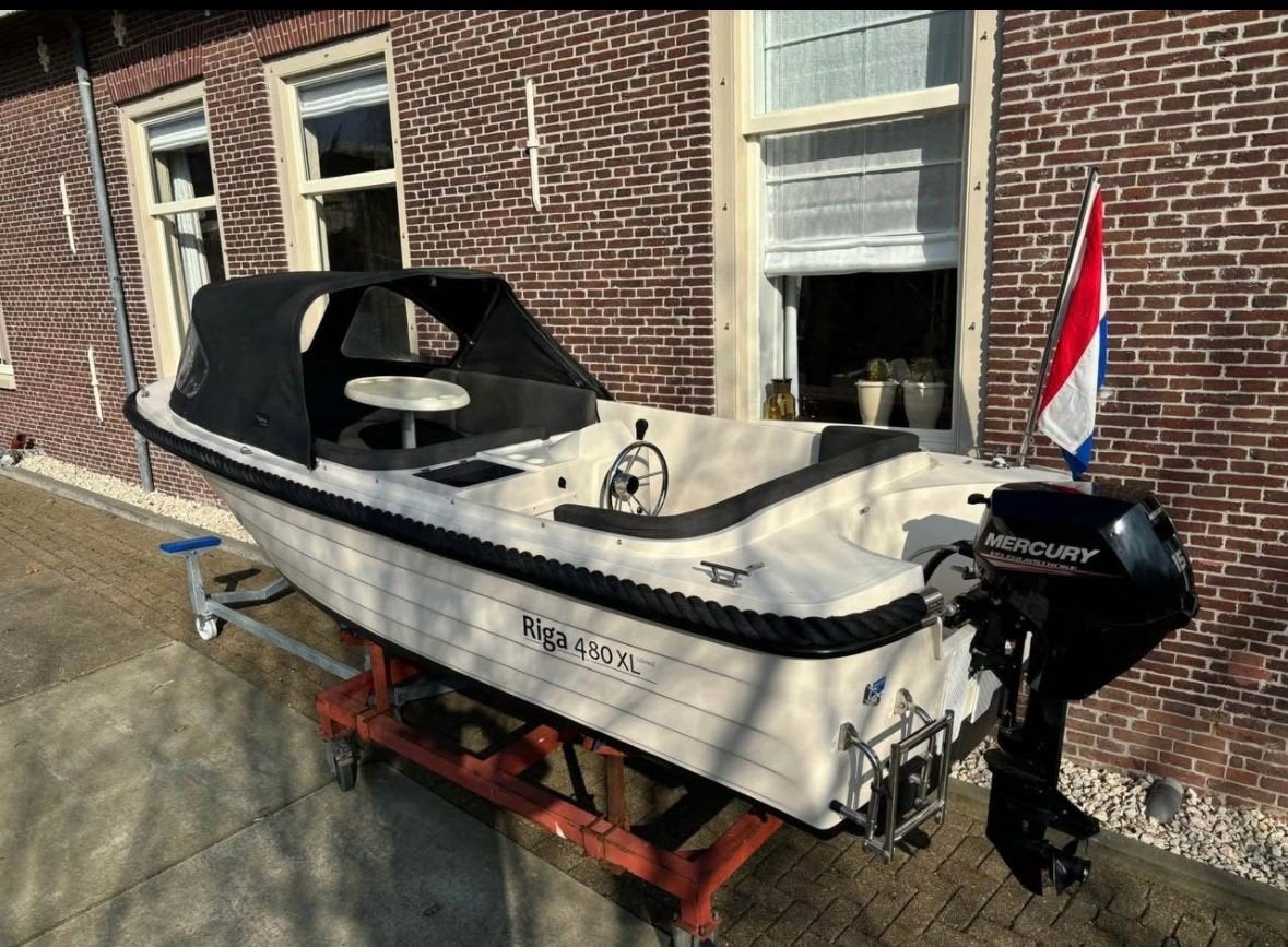 Riga 480 XL met Mercury 15 pk, compleet vaarklaar, Ophalen of Verzenden, Gebruikt