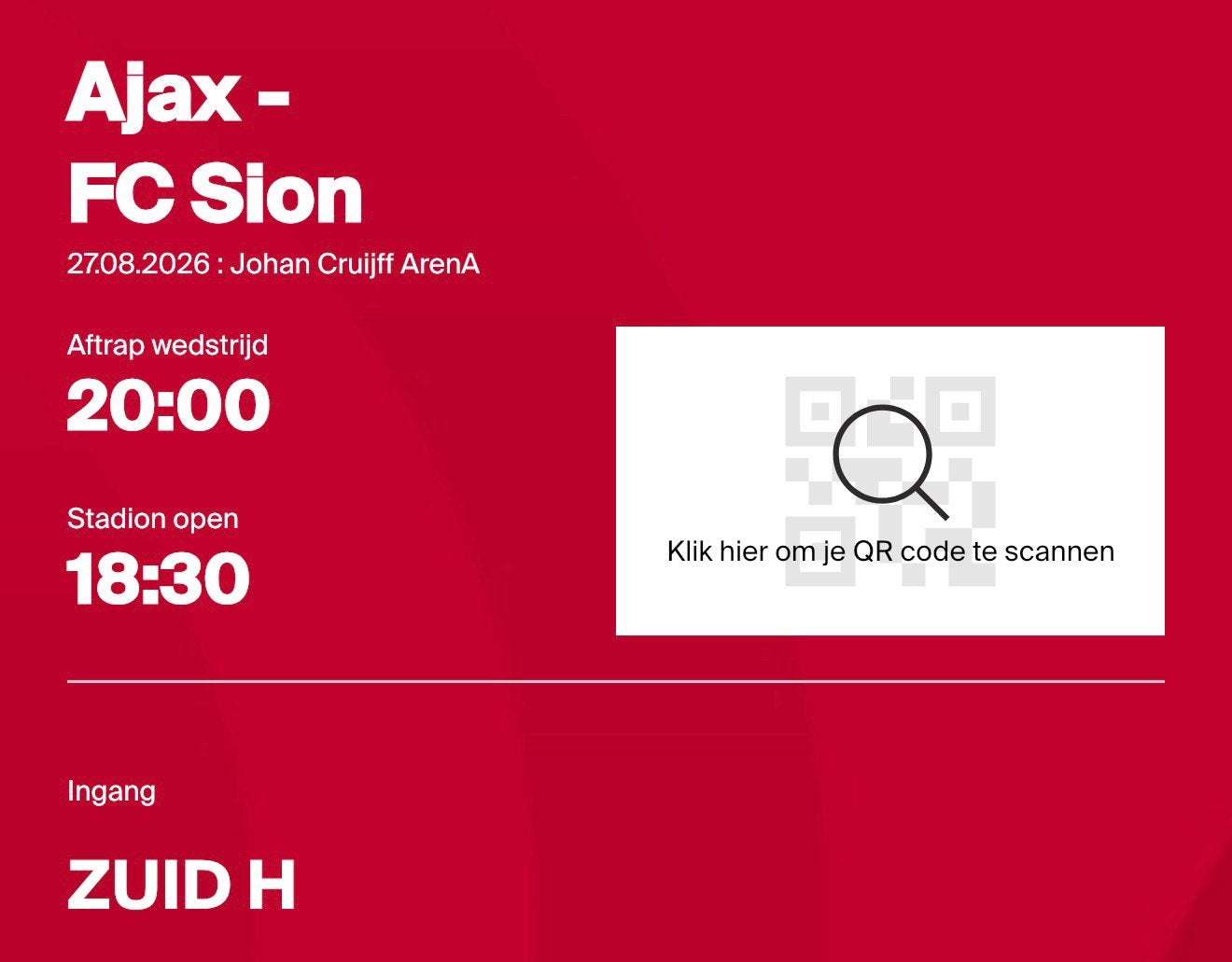Ajax sion fside, Tickets en Kaartjes, Seizoenskaart, Eén persoon