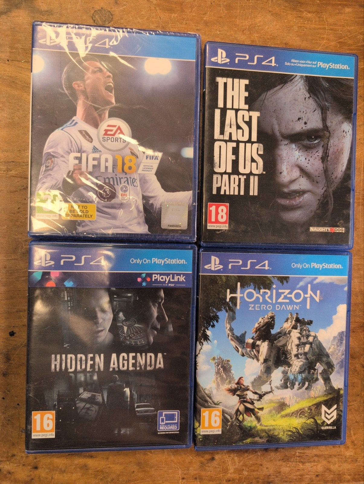 FIFA 18, The Last of Us 2, Hidden Agenda, Horizon Zero dawn, Ophalen of Verzenden, Gebruikt