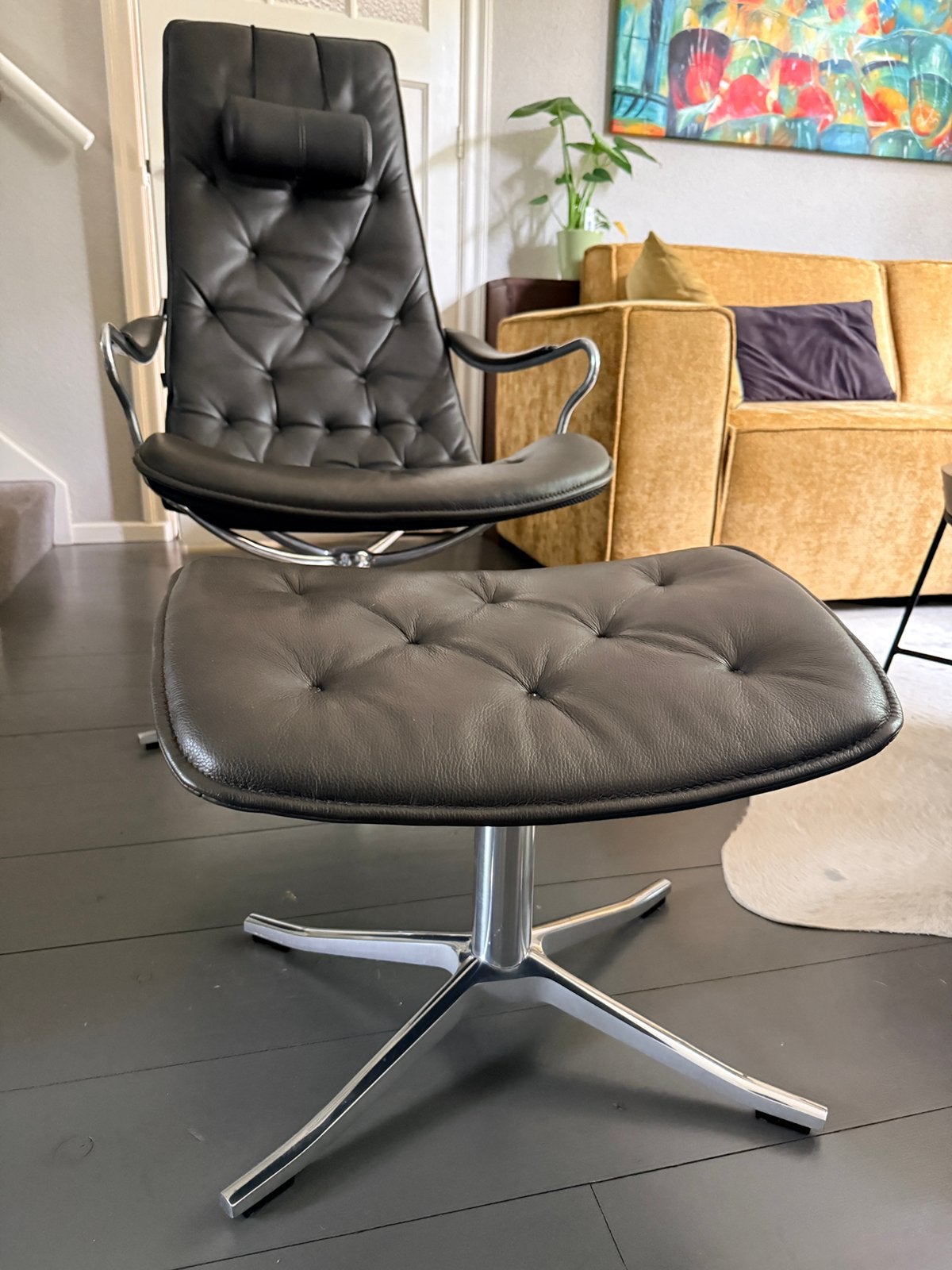 2 lederen fauteuils Conform Bravo met hocker, Ophalen, Twee, Overige kleuren, Leer