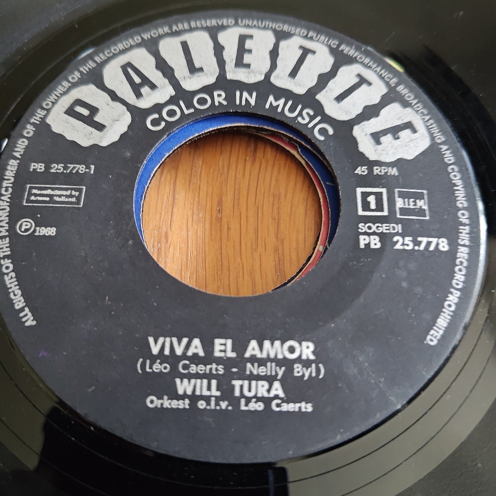 Will Tura - Viva El Amor (Vinyl Single 1968), Gebruikt, 7 inch, Ophalen of Verzenden, EP