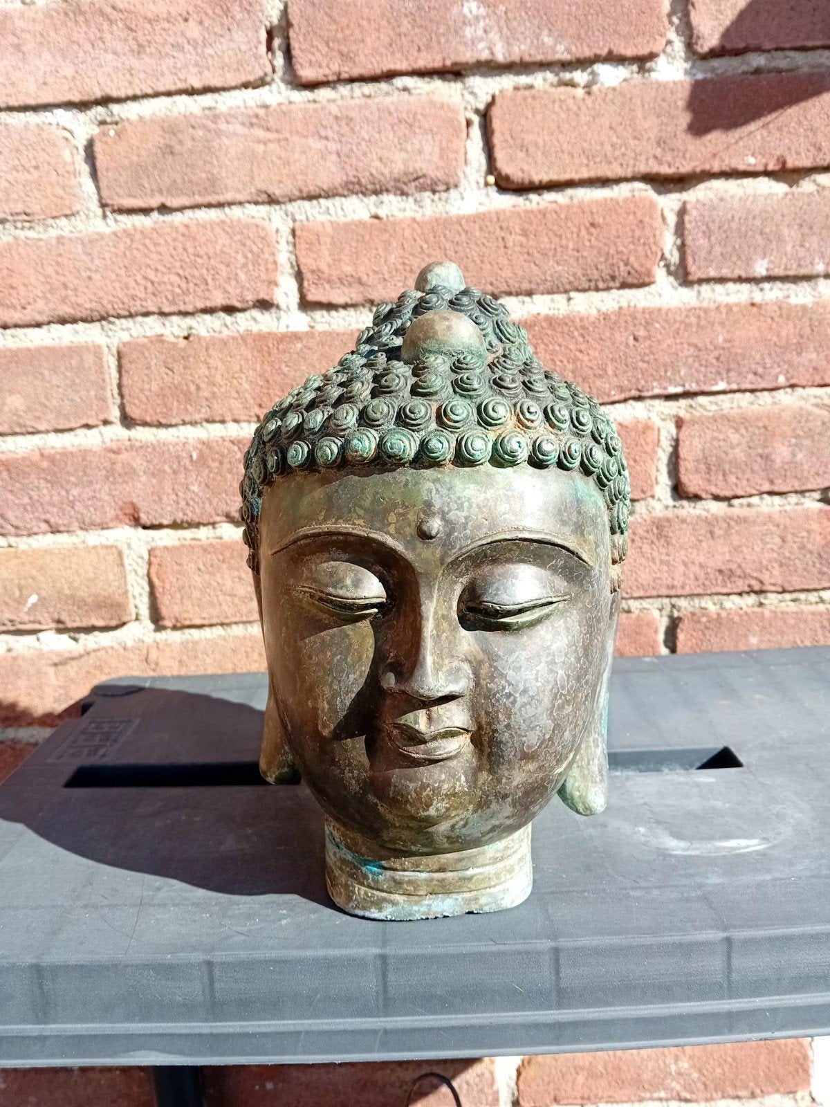 Boeddha hoofd - Metaal - Vintage, Ophalen of Verzenden, Gebruikt, Metaal, Bruin