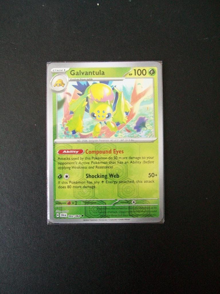 1721: Nieuwe Pokemon Kaart holofoil GALVANTULA HP100 002/064, Verzenden, Nieuw, Losse kaart, Foil