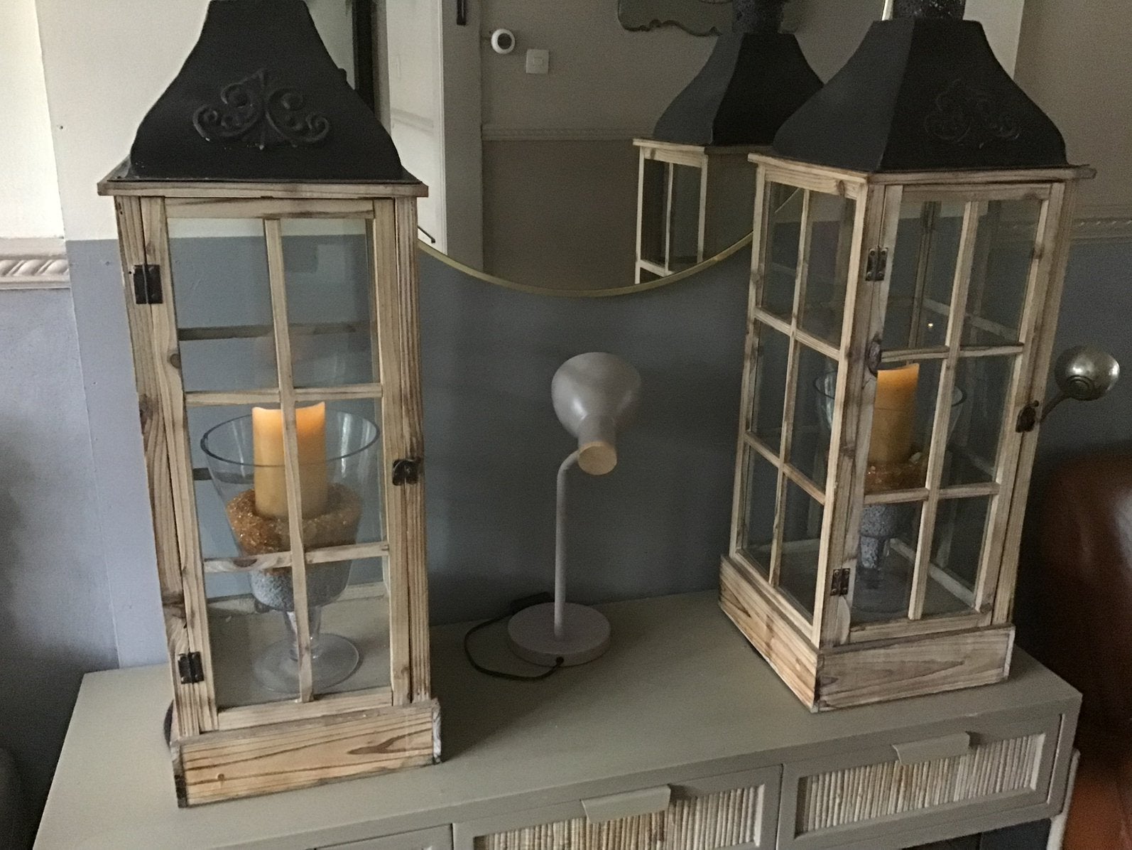 2 trendy lantaarns /windlichten, Huis en Inrichting, Woonaccessoires | Kandelaars en Kaarsen, Ophalen of Verzenden, Zo goed als nieuw
