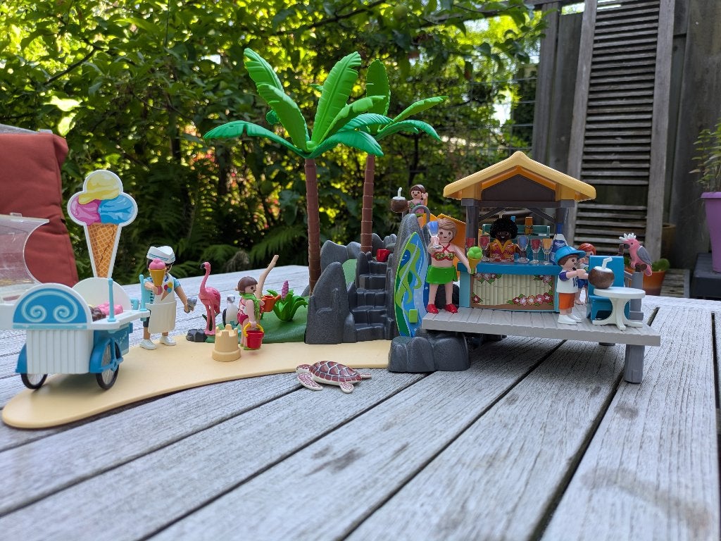 playmobil vakantie eiland met strandbar (6979) + ijscowagen, Ophalen, Complete set, Overige typen, Family fun