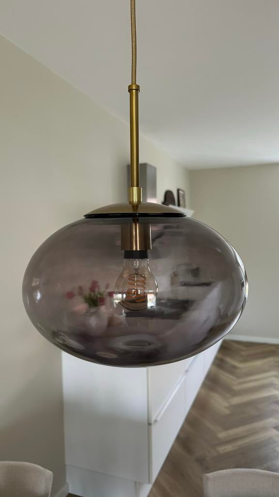 House Doctor hanglamp rookglas / messing (30 cm doorsnede), Ophalen of Verzenden, Minder dan 50 cm, House Doctor, Glas
