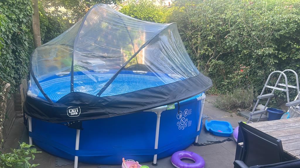 Intex Opzetzwembad met filterpomp en afdekzeil, Tuin en Terras, Zwembaden, Ophalen, Gebruikt, 80 tot 120 cm, Rond