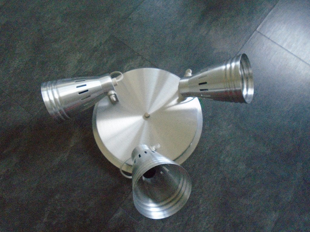 Vintage ALU plafondlamp 3 Spots Ikea KRAMARE, Zo goed als nieuw, Plafondlamp, 30 cm, Metaal