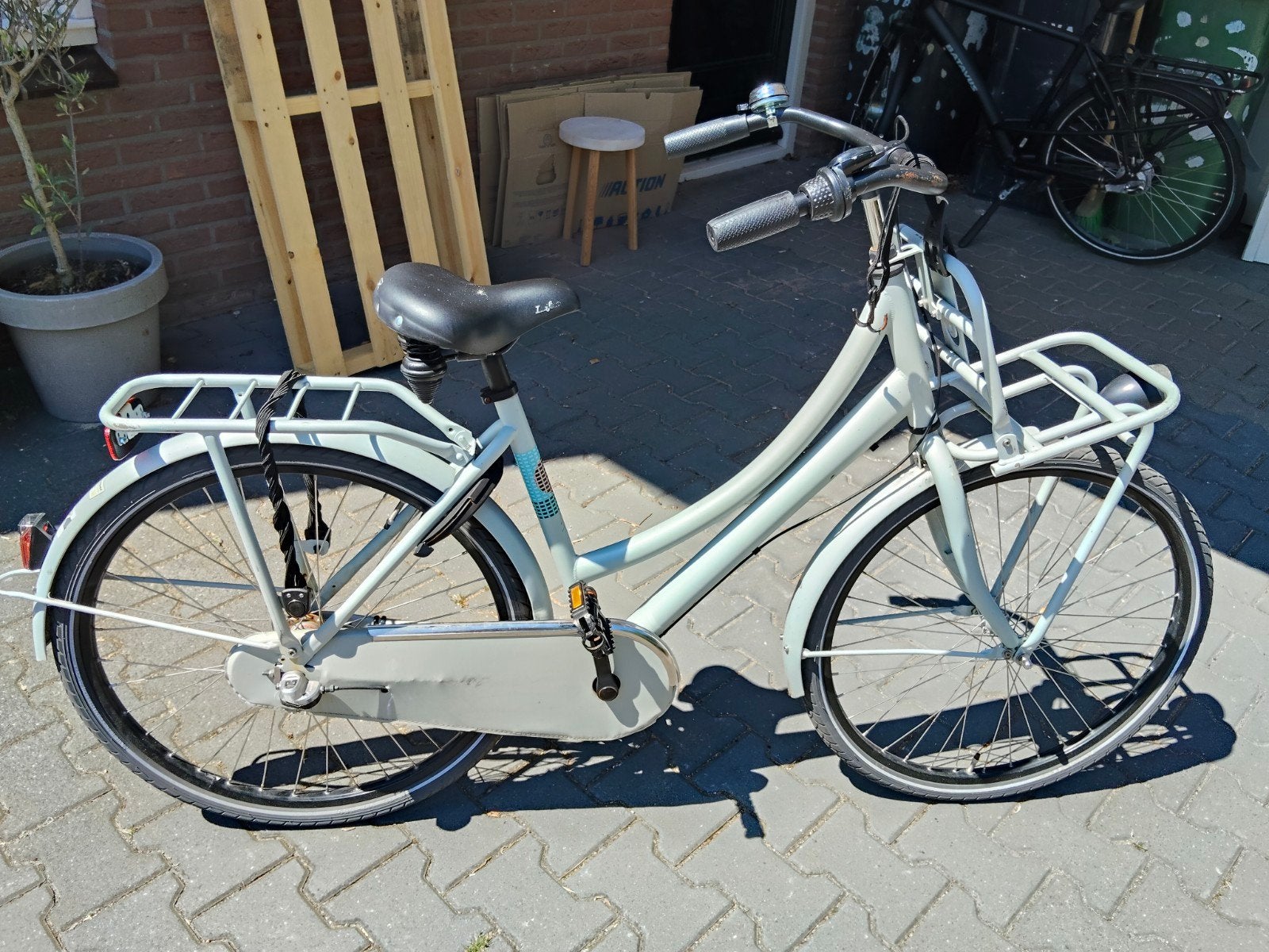 Cortina Transportfiets - Lichtblauw - 26inch, Terugtraprem, (Extra) lage instap, Zo goed als nieuw, 50 tot 53 cm