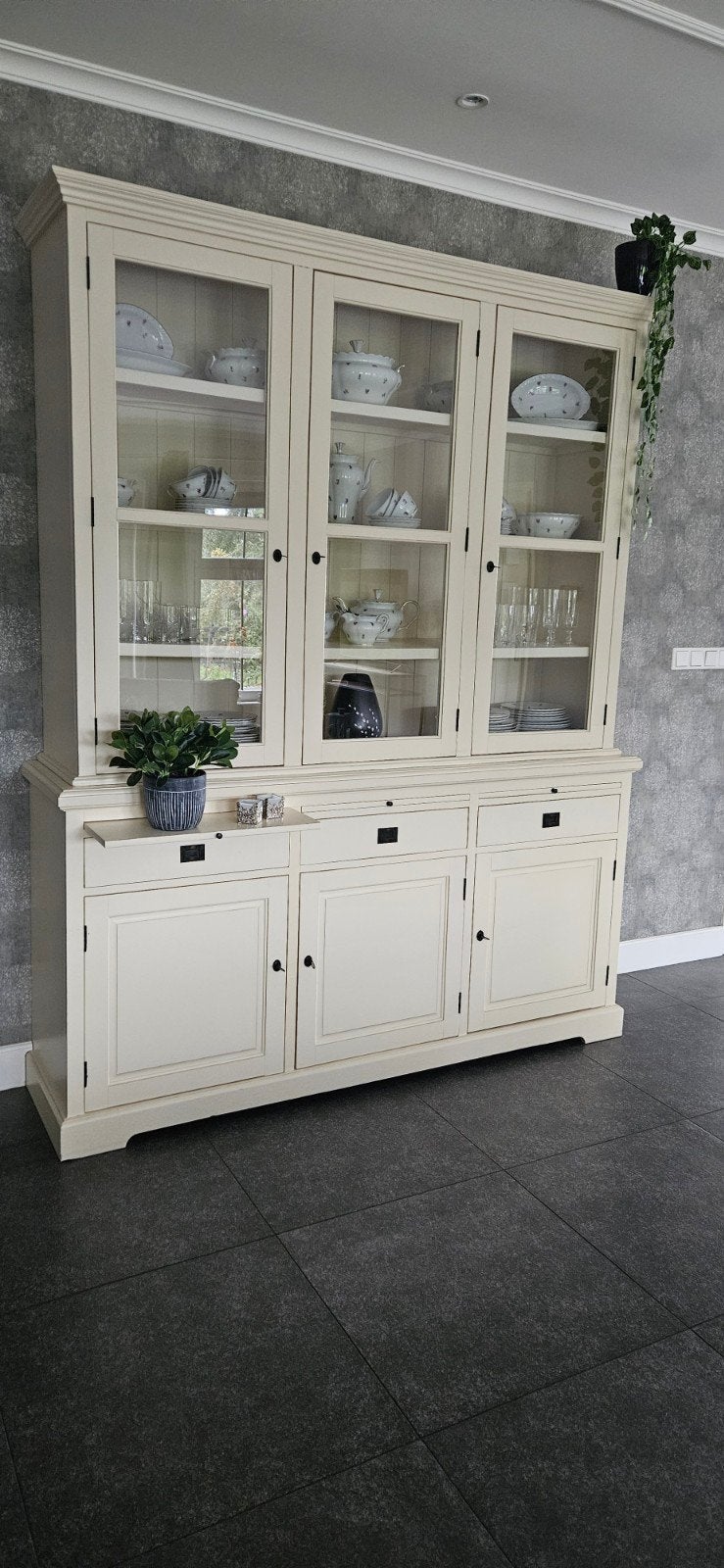 Buffetkast met Vitrine en Lades, Ophalen, Gebruikt, 200 cm of meer, 150 tot 200 cm