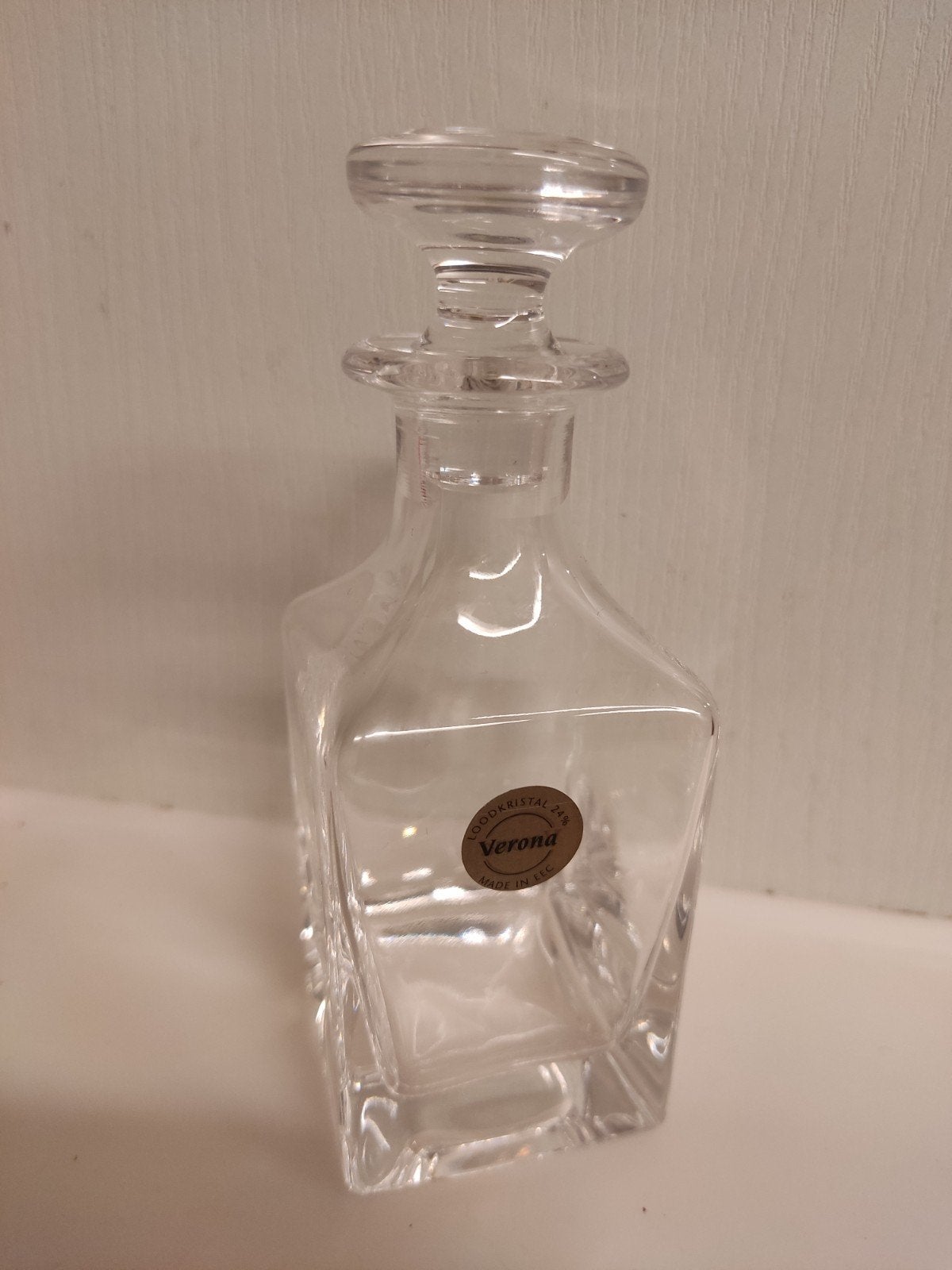Verona Kristallen Azijn/Olieflesje met stolp- 15 cm hoog, Ophalen of Verzenden