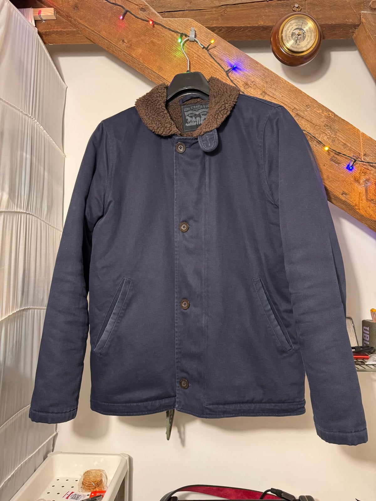Levi's winterjas met teddy voering, Ophalen of Verzenden, Gedragen, Maat 46 (S) of kleiner, Blauw