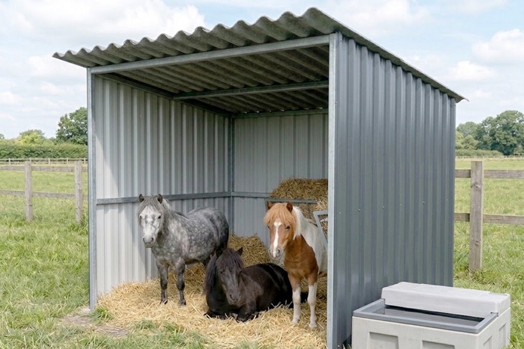 Schuilstal voor pony’s, Stalling