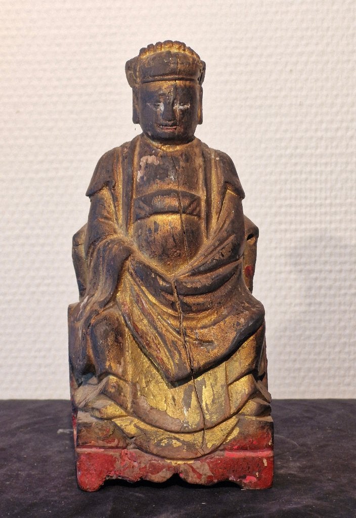 Chinese hoffunctionaris, Hout, 22 cm, Handgemaakt, Ophalen of Verzenden