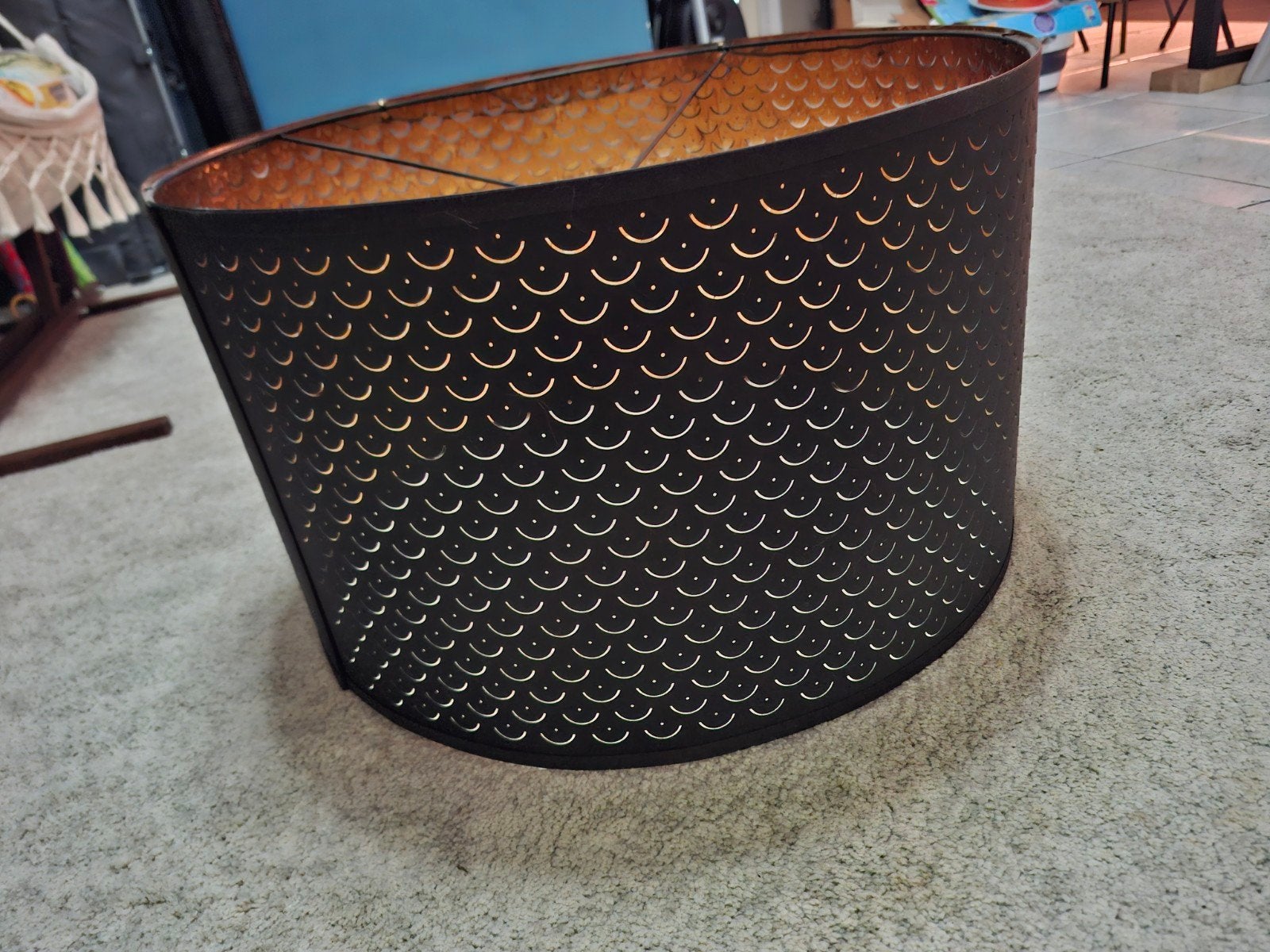 ikea Nymö lampenkap zwart/messingkleur, 59 cm, Ophalen, Tafellamp, Zwart, Rond