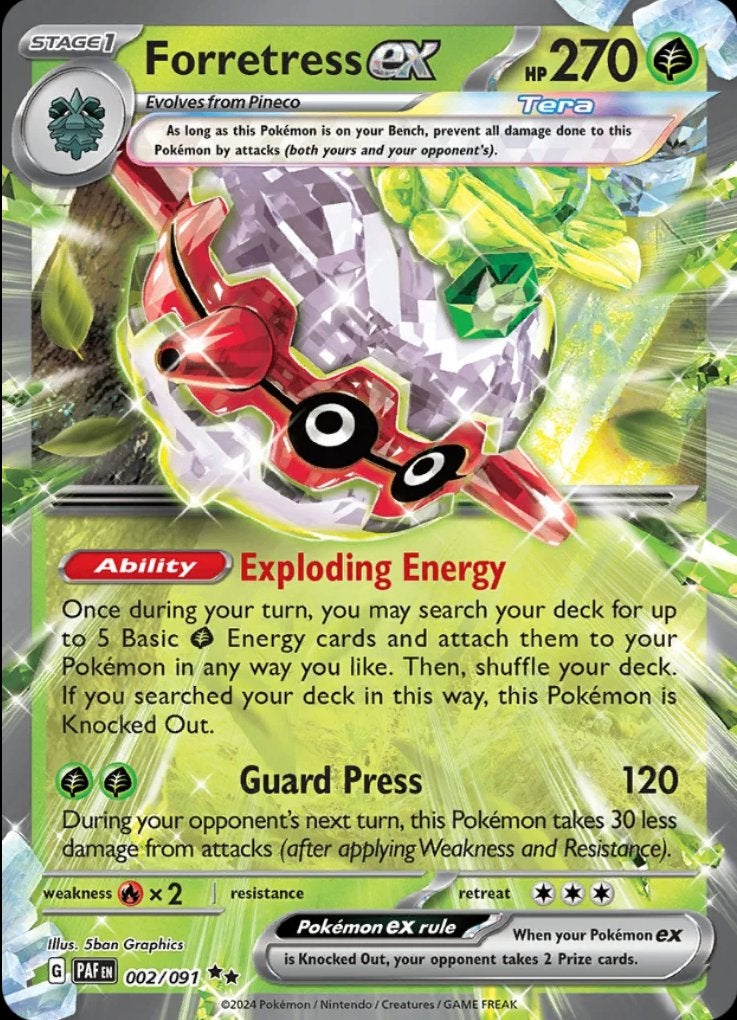 Forretress EX 002 - Paldean Fates, Ophalen of Verzenden, Nieuw, Losse kaart, Foil
