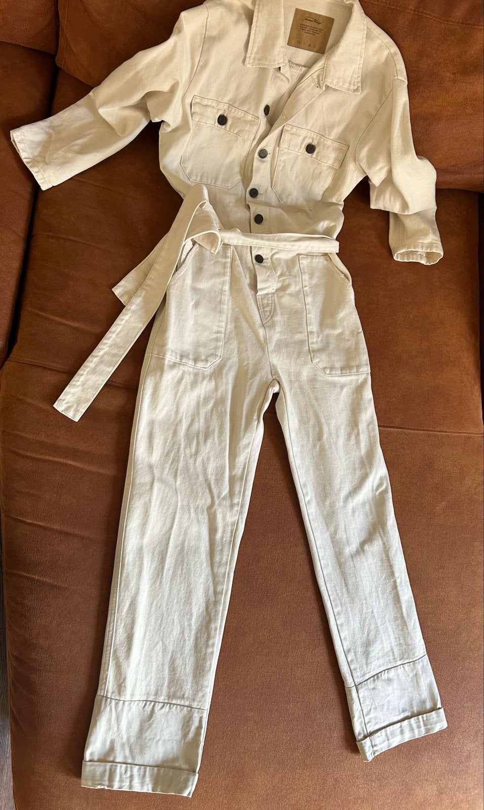 American Vintage jumpsuit maat XXS, Kleding | Dames, Ophalen of Verzenden, Zo goed als nieuw, Maat 36 (S), Beige
