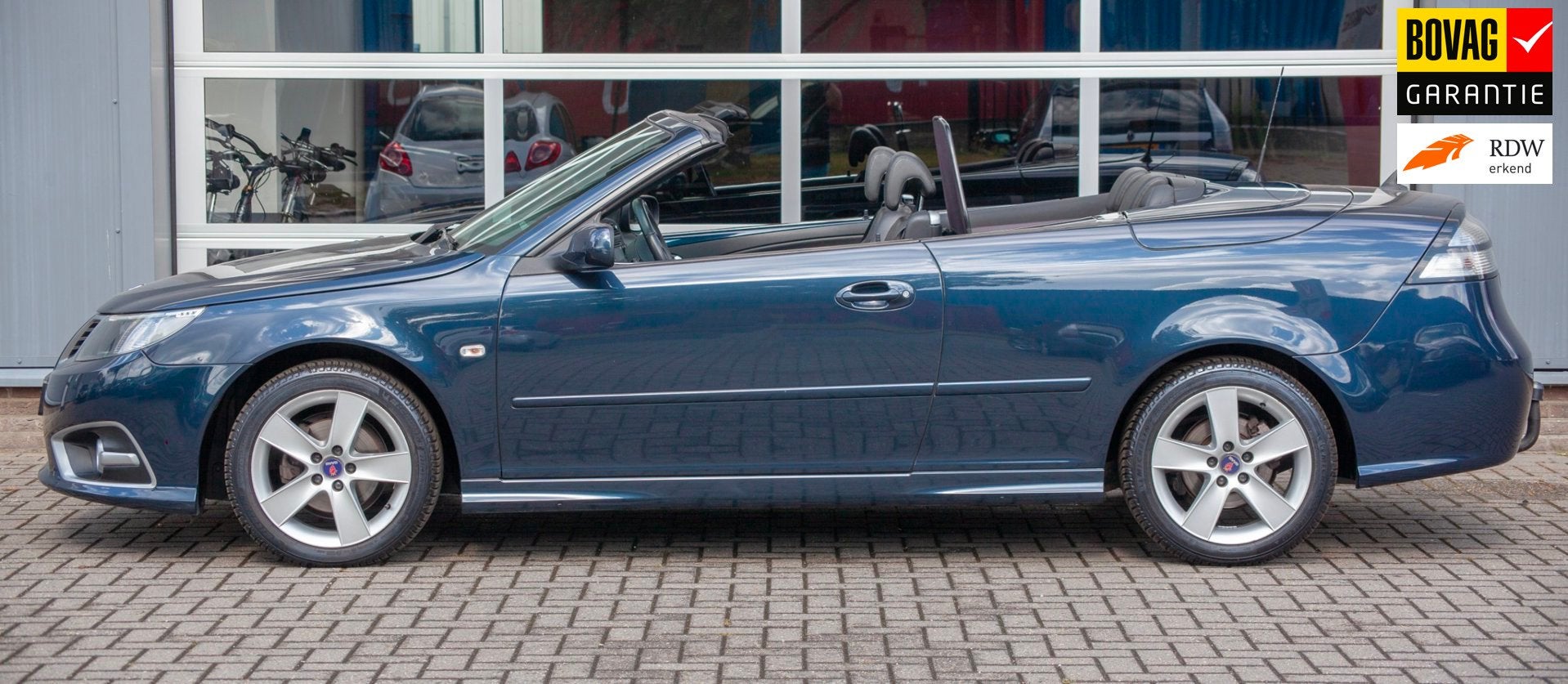 Saab 9-3 Cabrio 1.8t Vector, Auto's, Gebruikt, Zwart, Leder, 1600 kg