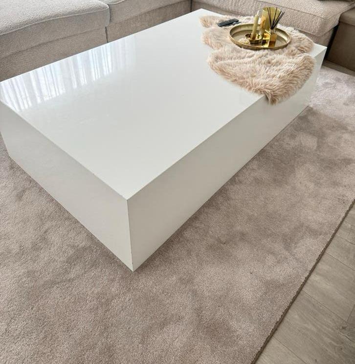 Moderne witte salontafel van Goossens, Ophalen, Overige materialen, Gebruikt, Hoogglans wit