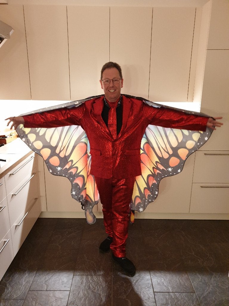 Rood glitterpak (4 stuks), Kleding | Heren, Carnaval, Maat 56/58 (XL), Ophalen of Verzenden, Kleding