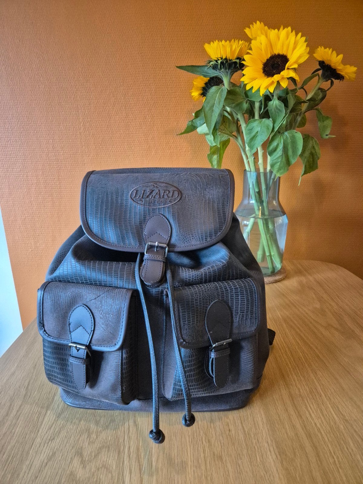 Vintage rugzak Lizard Jolly Bag | Donkerbruin | Buidelrugzak, Ophalen of Verzenden, Zo goed als nieuw, 40 cm of meer, Overige merken