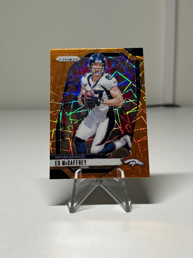 Panini Prizm NFL Broncos McCaffrey orange lazer kaart, Ophalen of Verzenden, Zo goed als nieuw, Plaatje