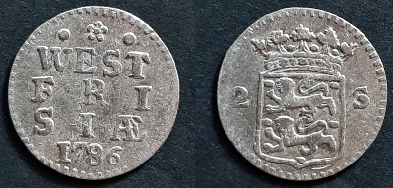 Dubbele wapenstuiver West Frisia 1786, Verzenden, Vóór koninkrijk, 10 cent, Zilver