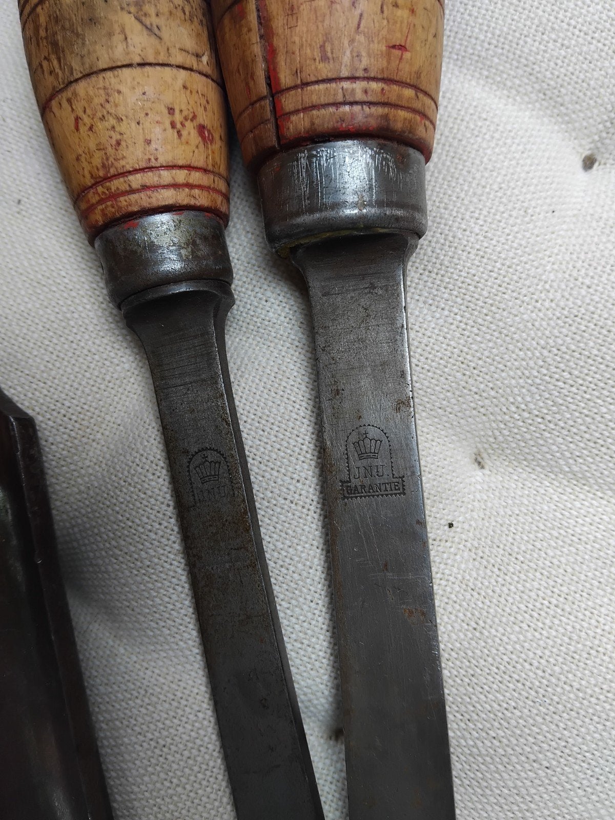 Drie mooie Nooitgedagt beitels: 2 hakbeitels, 1 gutsbeitel, Antiek en Kunst, Ophalen of Verzenden