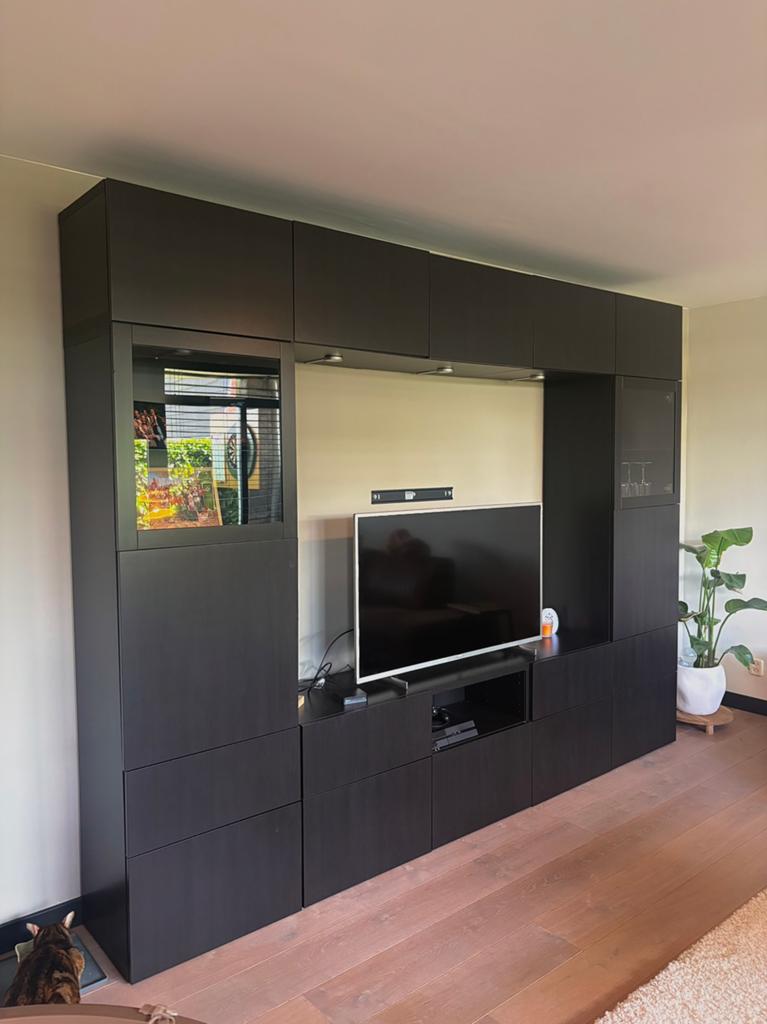 Tv meubel opbergkast. Besta IKEA. Opbergcombi zwart, Ophalen, 200 cm of meer, Zo goed als nieuw, 200 cm of meer