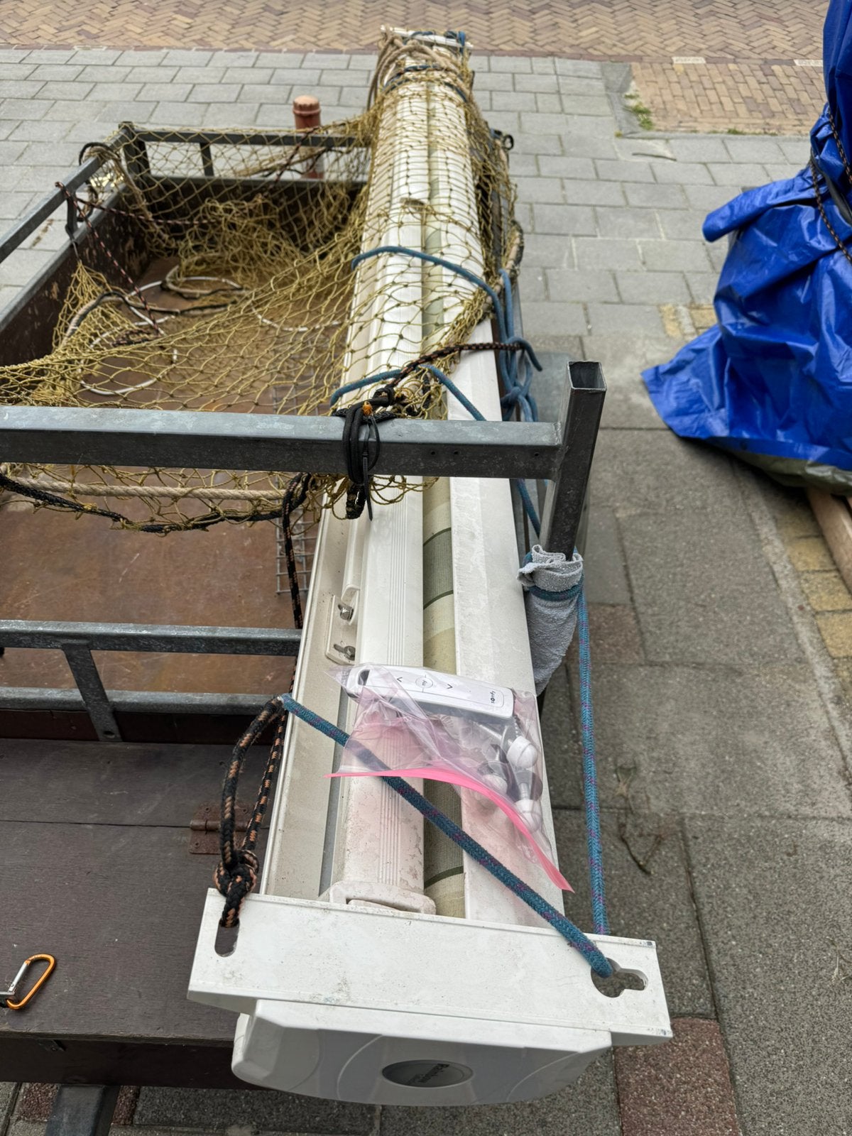Zonnescherm 3 meter, Ophalen of Verzenden, Zo goed als nieuw, Wit, 200 cm of meer