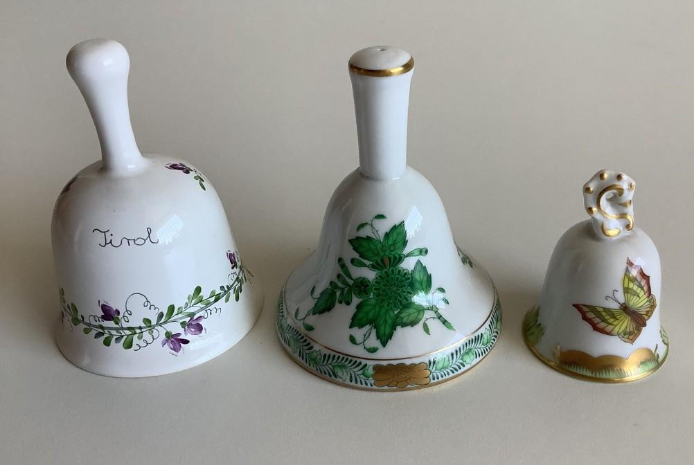 3 vintage porseleinen Herend tafelbelletjes, Ophalen of Verzenden