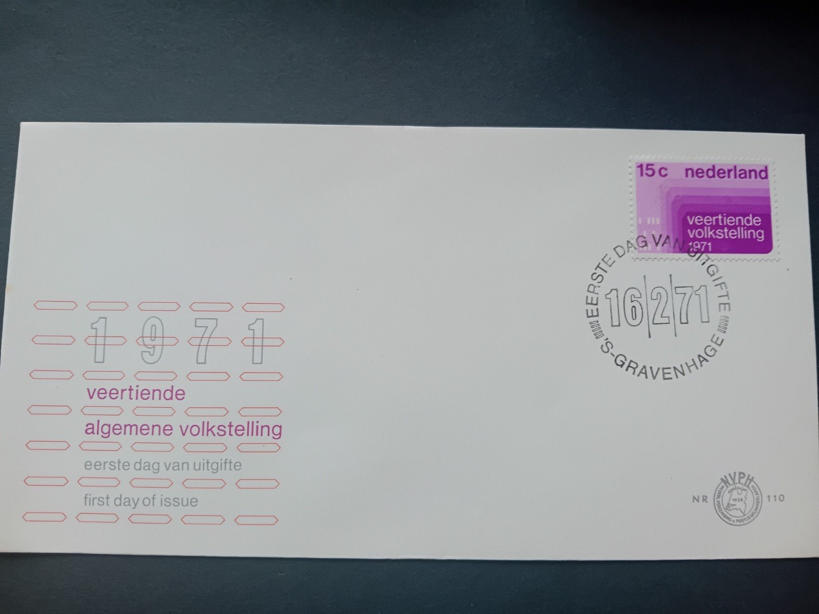 Eerste Dag Envelop 1971 - Veertiende Algemene Volkstelling, Postzegels en Munten, Ophalen of Verzenden, Nederland